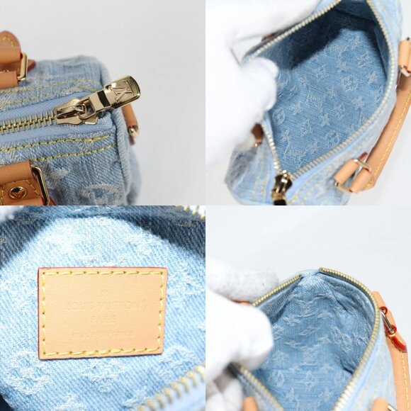 LOUIS VUITTON Monogram Denim Nano Speedy Hand Bag Blue M11212 LV Auth 125482SM - Picture 14 of 15